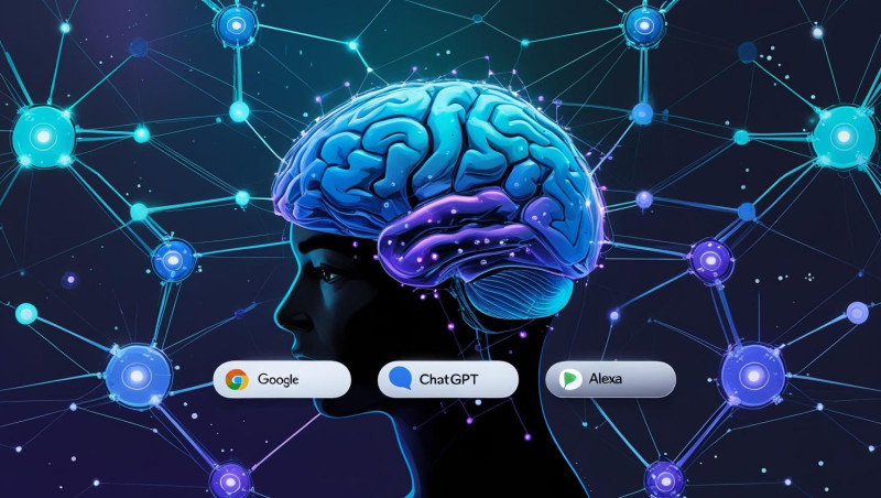 Abstract-AI-brain-with-connected-nodes-overlayed-on-search-bar-icons-Google-ChatGPT-Alexa